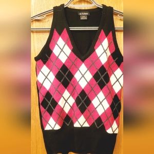 Le Chateau black, pink, argyle sweater vest